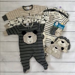 NEW Baby Sleepers, Onesies, Mittens and Hats Lot